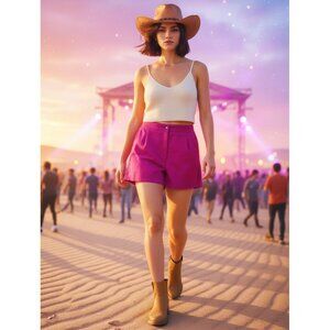 Vintage Fuchsia Pink Suede Shorts Size S